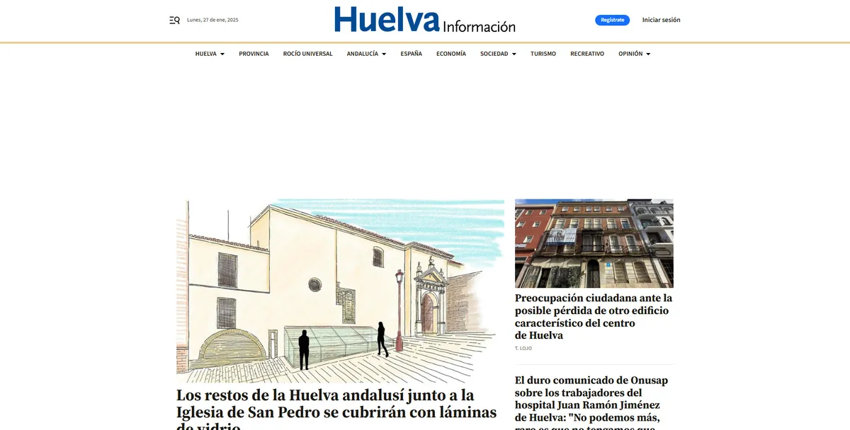 Home page of Huelva Información, a newspaper in Andalusia