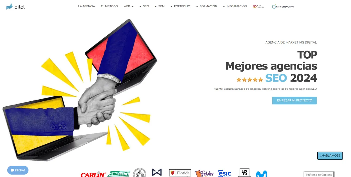 Home page of Idital, an SEO agency in Valencia