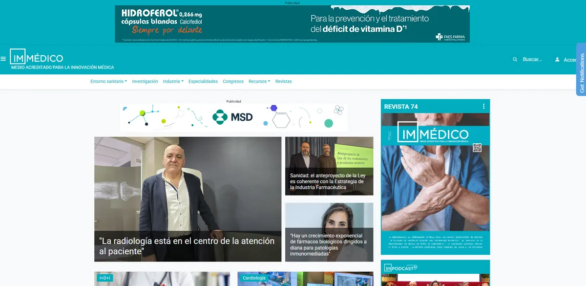 Home page of IM Médico Hospitalario, a Spanish health site