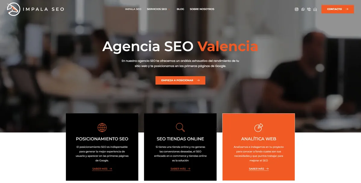Home page of Impala SEO, an SEO agency in Valencia