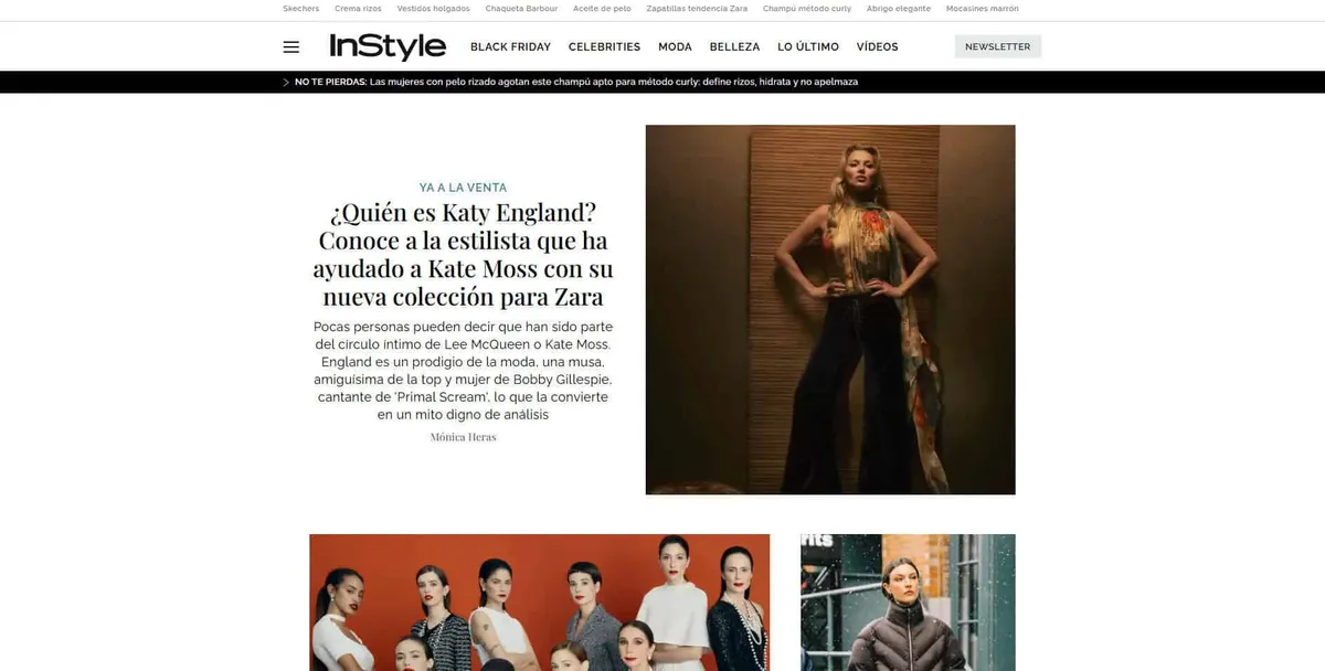 Home page of InStyle, a Spanish fashion magazine