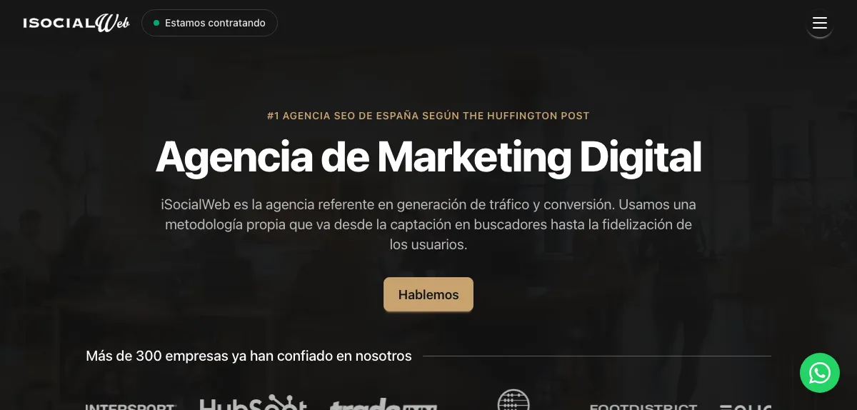 Página de inicio de iSocialWeb, agencia de marketing digital