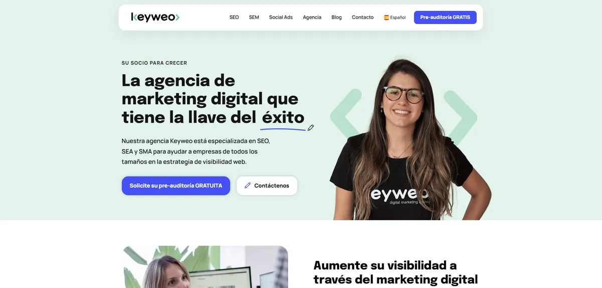 Página de inicio de Keyweo, agencia SEO de Barcelona