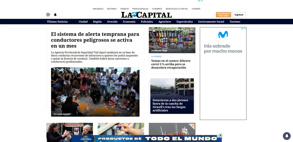 Home page of La Capital, an Argentine newspaper
