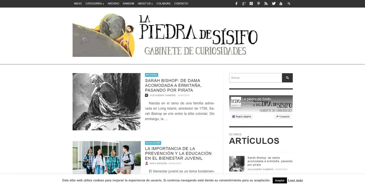 Home page of La Piedra de Sísifo, a Spanish history site