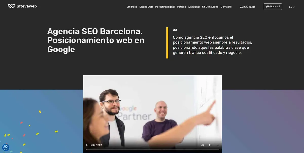 Home page of La Teva Web, an SEO agency in Barcelona