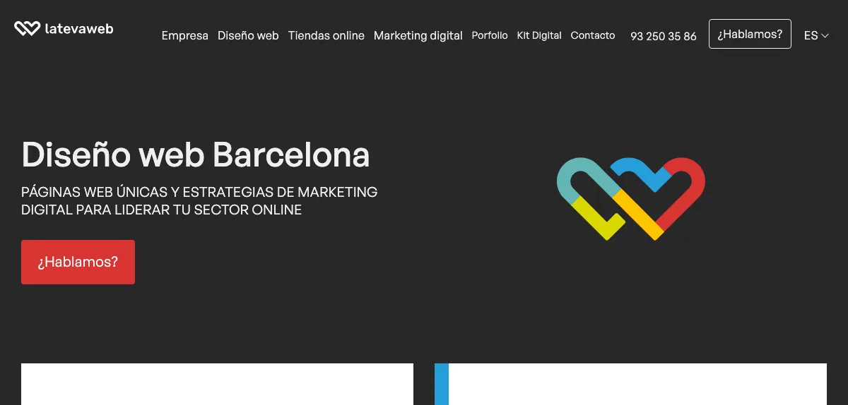 Página de inicio de La Teva Web, agencia de marketing digital de Barcelona