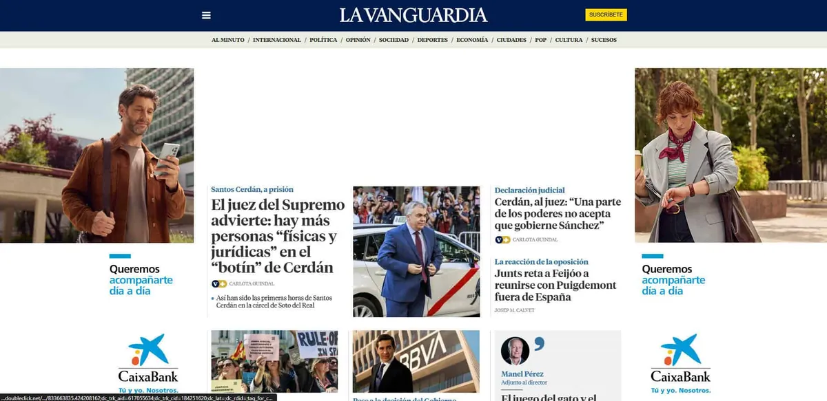 Página de inicio de La Vanguardia