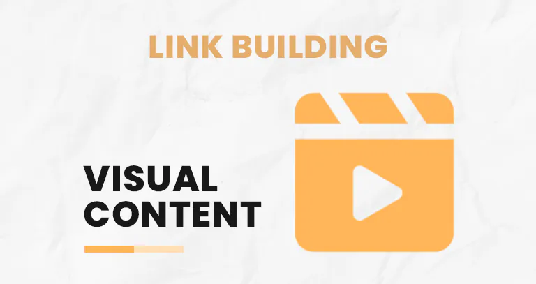 Video clapperboard icon illustrating link building with infographics and videos