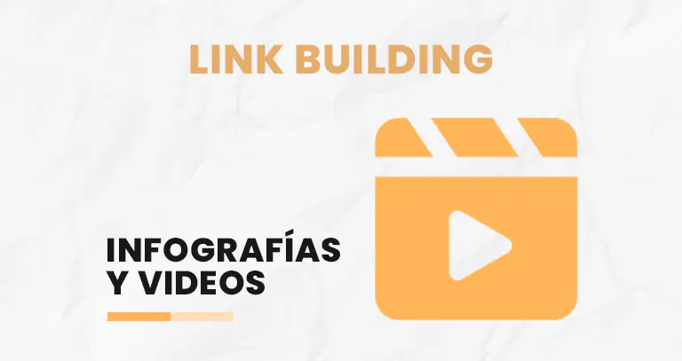 Claqueta de vídeo que ilustra el link building con infografías y vídeos