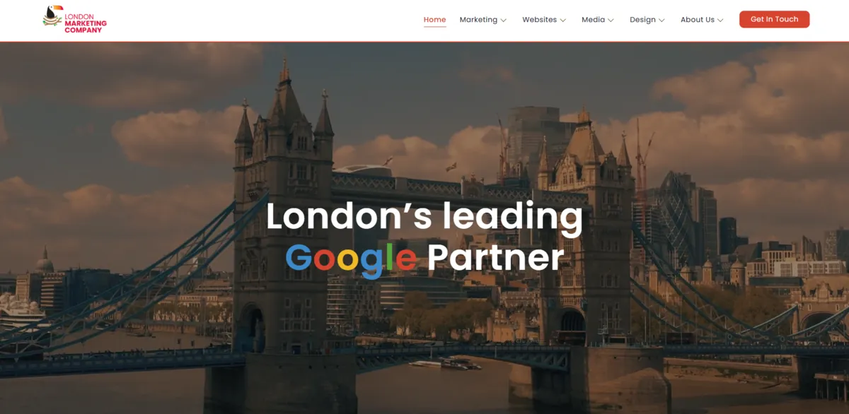 Home page of London Marketing Company, an SEO agency in London