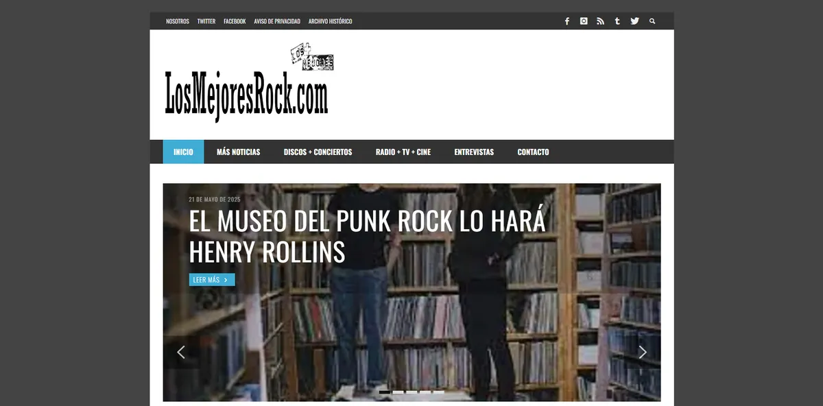 Home page of LosMejoresRock, a Spanish music site