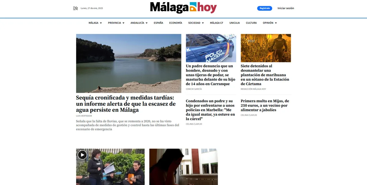 Home page of Málaga Hoy, a newspaper in Andalusia