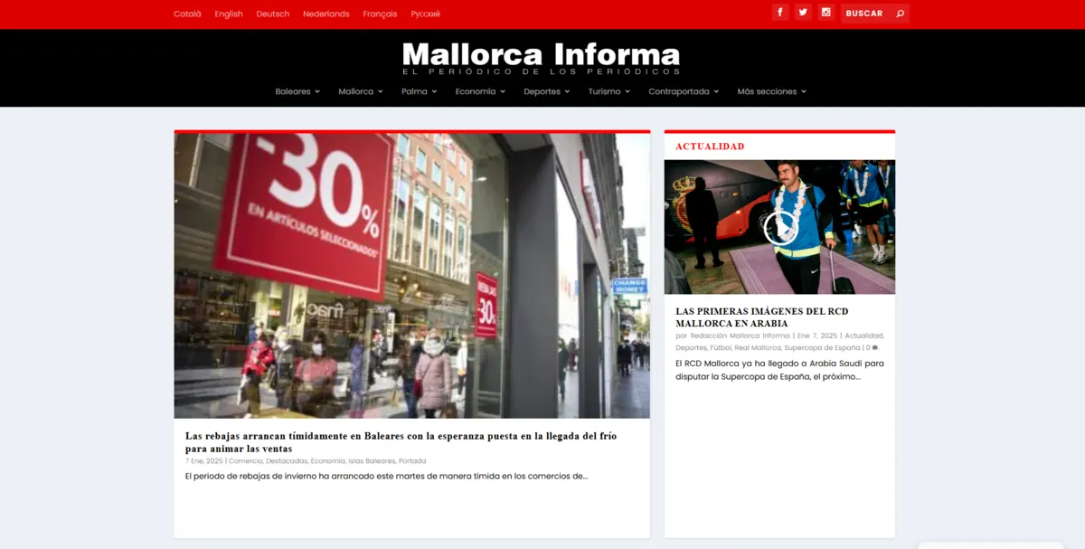 Home page of Mallorca Informa, a newspaper in the Balearic Islands