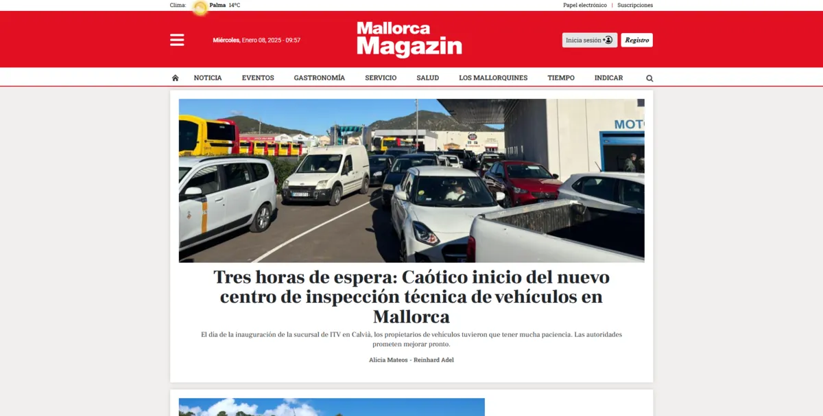 Home page of Mallorca Magazin, a newspaper in the Balearic Islands