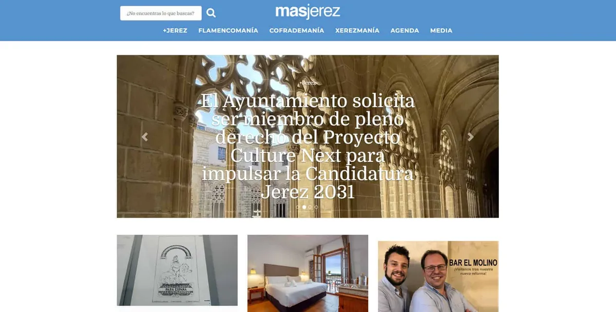 Home page of Más Jerez, a newspaper in Cádiz