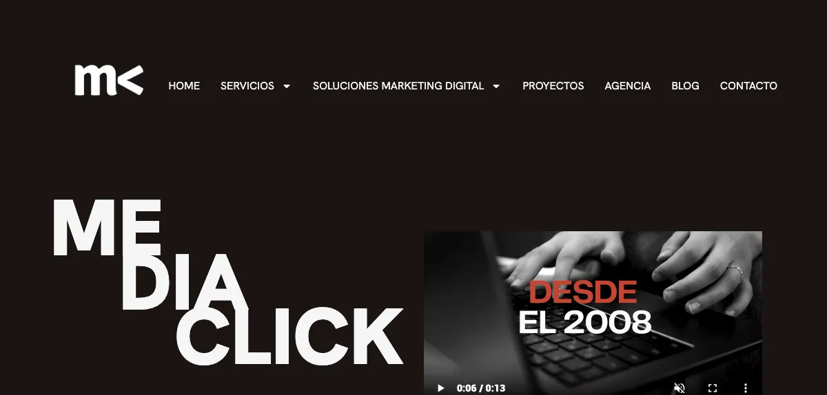 Página de inicio de Mediaclick, agencia de marketing digital de Barcelona