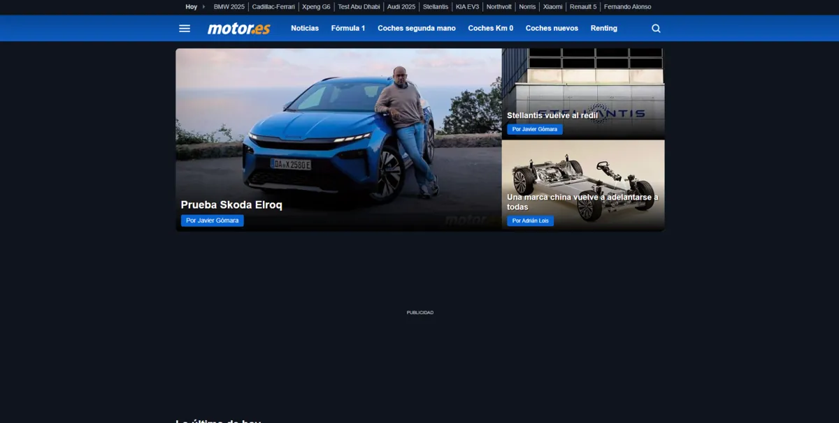 Home page of Motor.es, a Spanish motoring site
