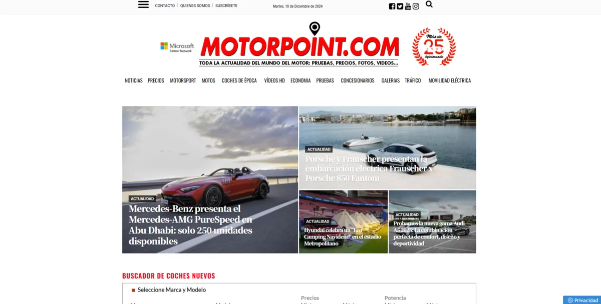 Home page of MotorPoint, a Spanish motoring site