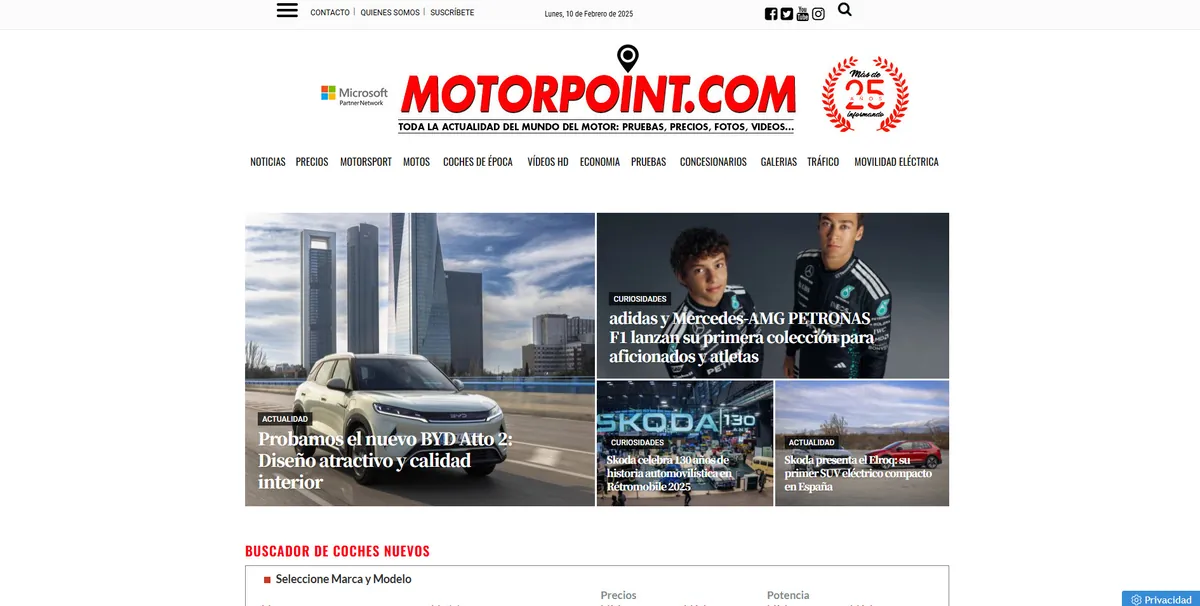 Home page of Motorpoint, a Spanish motorcycle site