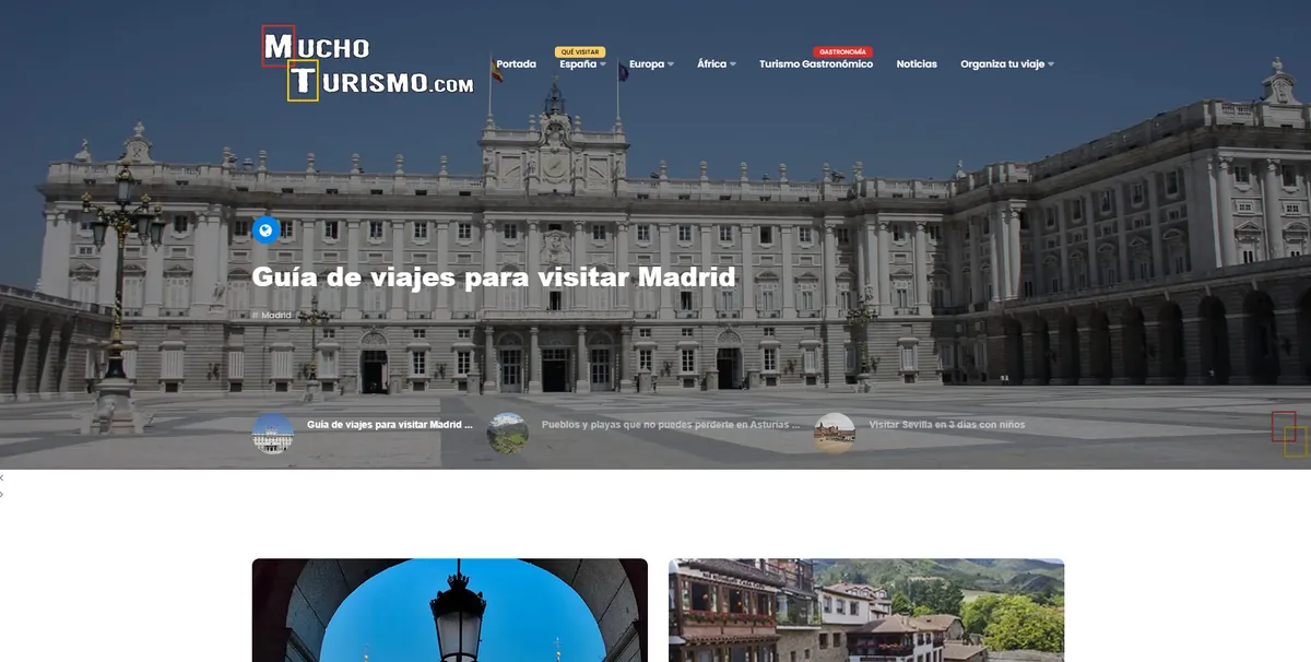 Home page of Mucho Turismo, a Spanish travel site
