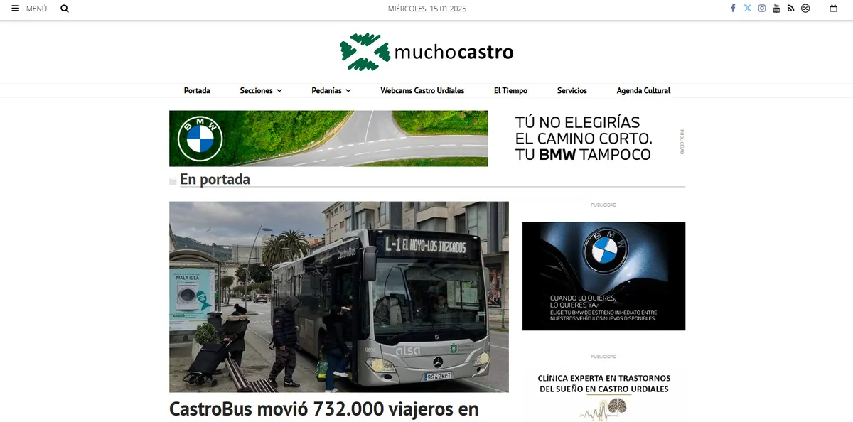 Home page of MuchoCastro, a newspaper in Cantabria