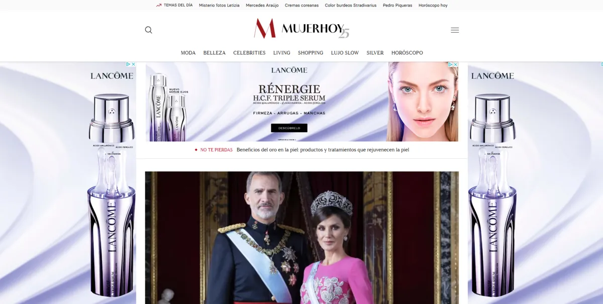 Home page of Mujer Hoy, a Spanish-language celebrity magazine