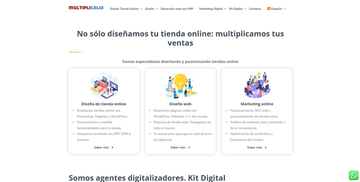 Home page of Multiplicalia, an SEO agency in Seville