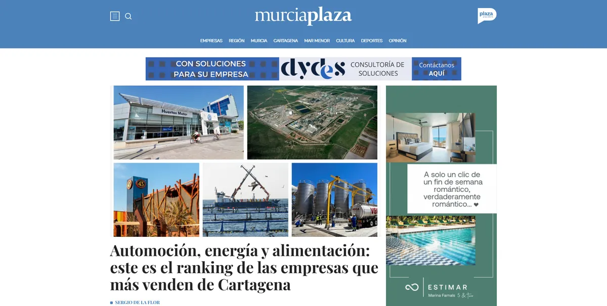 Home page of Murcia Plaza, a newspaper in Murcia
