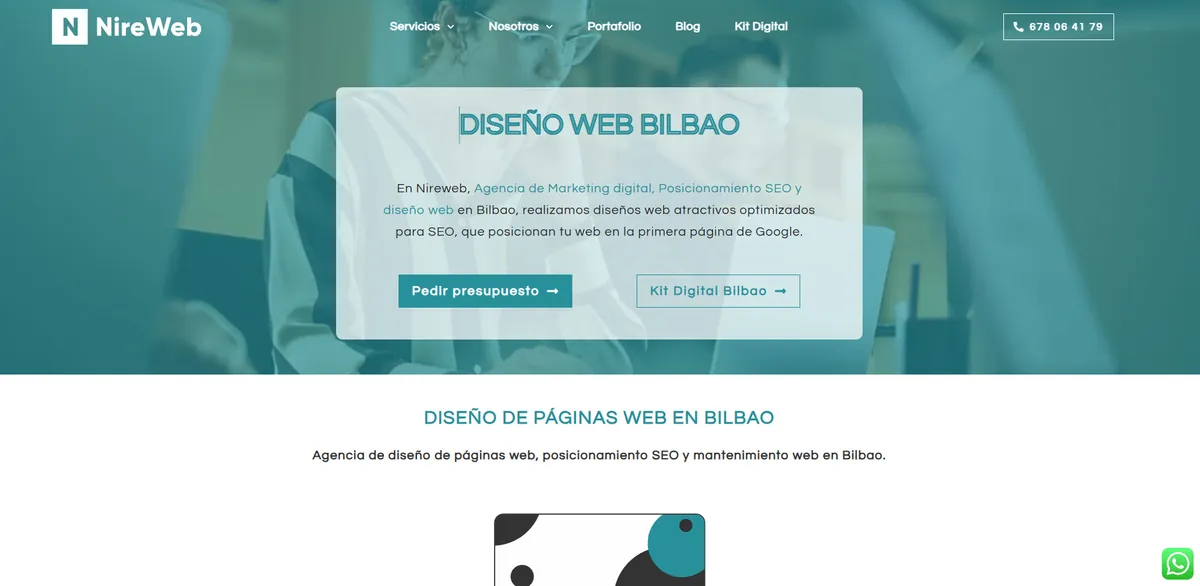 Home page of NireWeb, an SEO agency in Bilbao