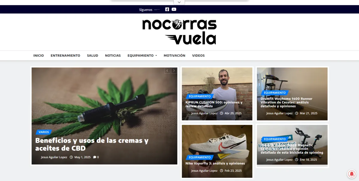 Home page of No Corras Vuela, a Spanish running site