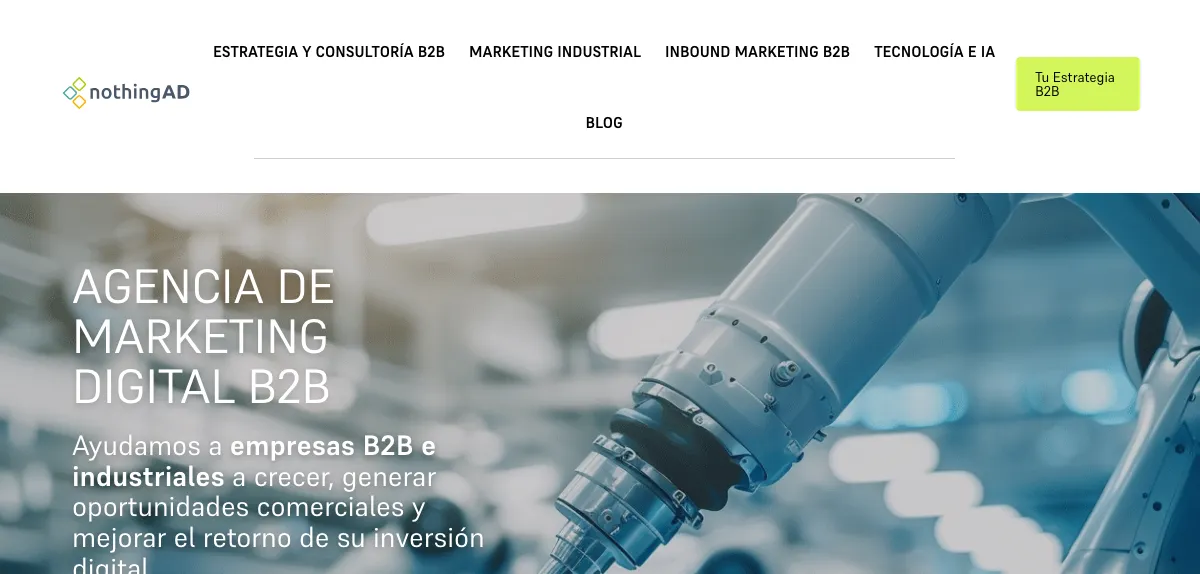 Página de inicio de NothingAD, agencia de marketing digital de Barcelona