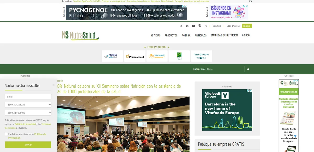 Home page of NutraSalud, a Spanish health site