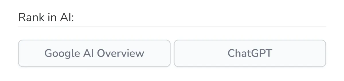 Growwer 'Rank in AI' filter with Google AI Overview and ChatGPT options