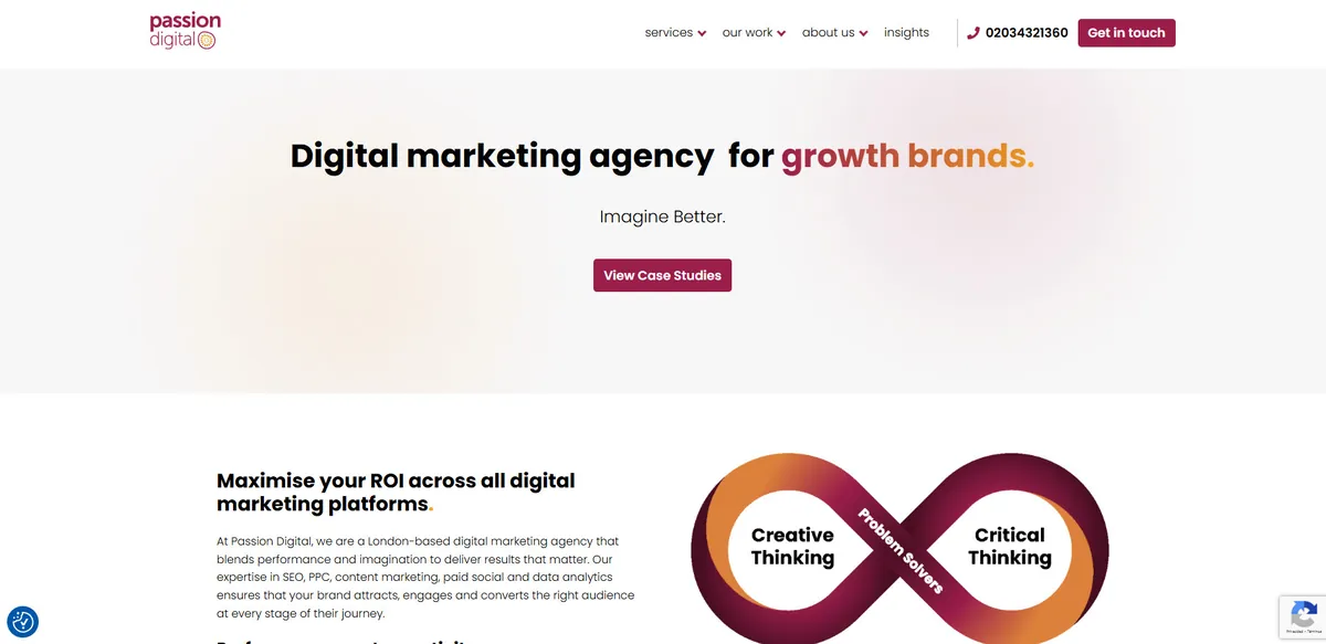 Home page of Passion Digital, an SEO agency in London