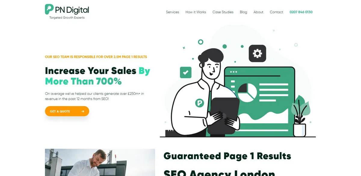 Home page of PN Digital, an SEO agency in London