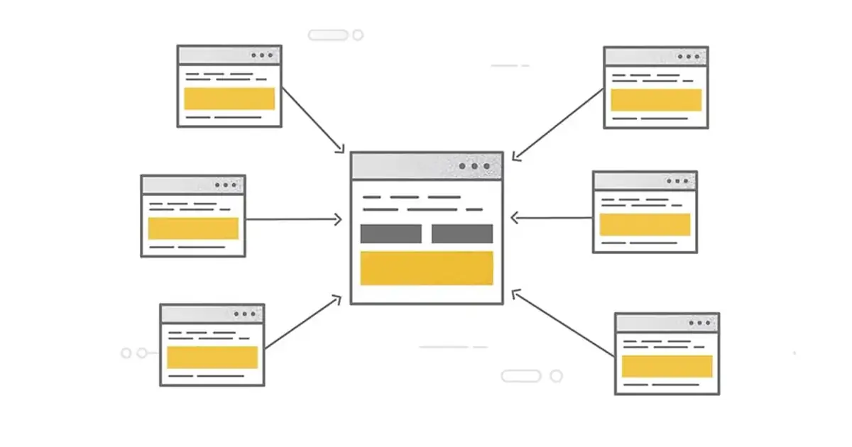 Diagram of several web pages linking to one central page