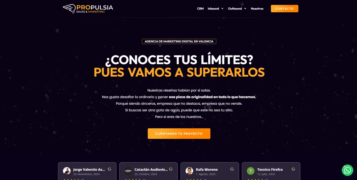 Home page of PROPULSIA, an SEO agency in Valencia