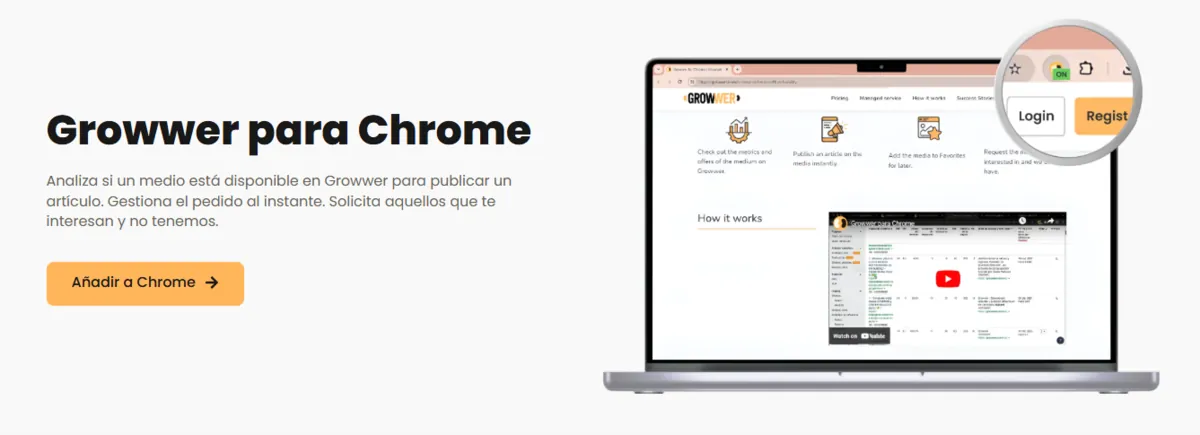 Growwer for Chrome extension banner linking to the Chrome Web Store