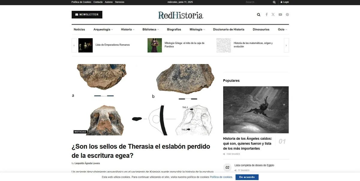Home page of Red Historia, a Spanish history site