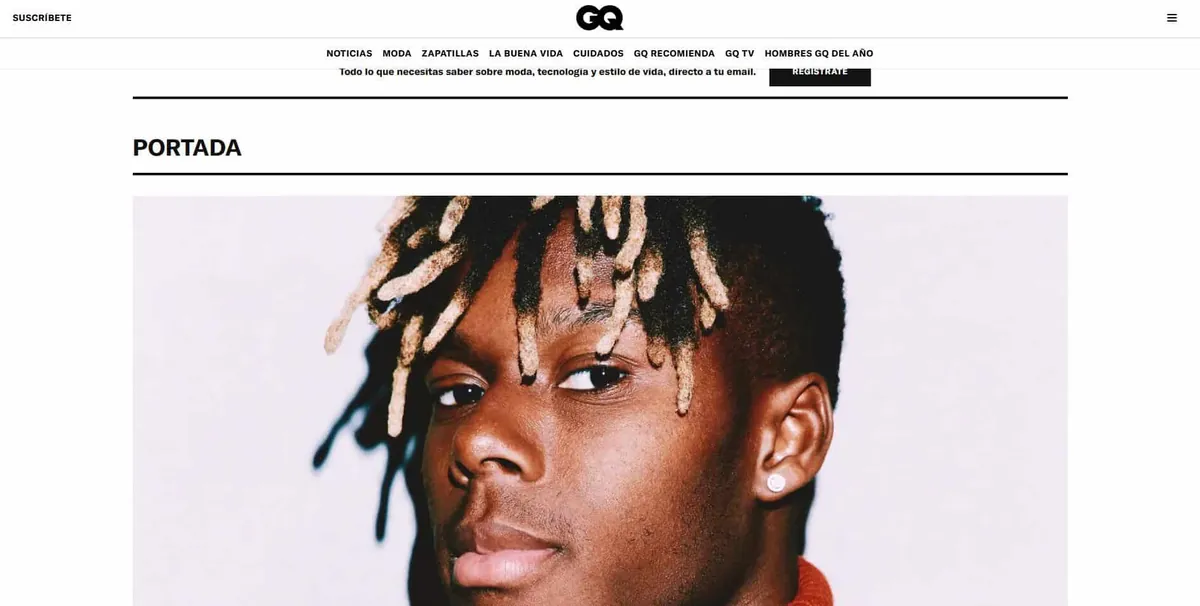 Home page of Revista GQ, a Spanish fashion magazine