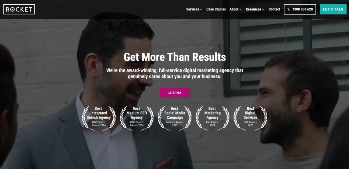 Home page of Rocket Agency, an SEO agency in Sydney