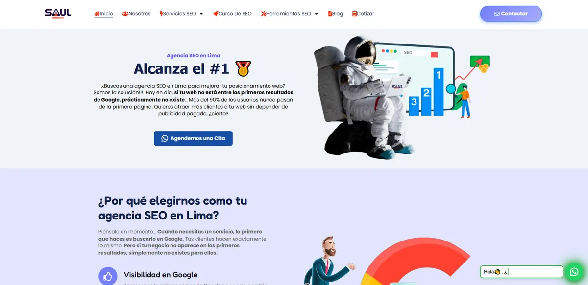 Home page of Saúl Román Jiménez, an SEO agency in Peru
