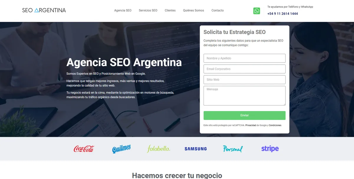 Home page of SEO Argentina, an SEO agency in Argentina