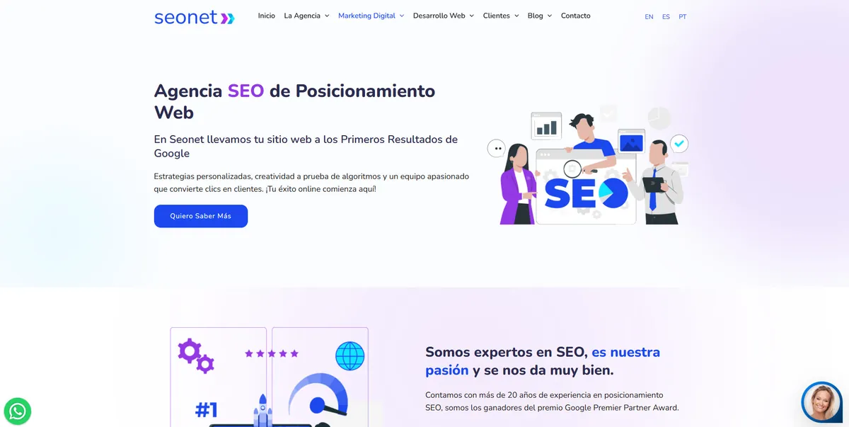 Home page of SEO Net Digital, an SEO agency in Colombia