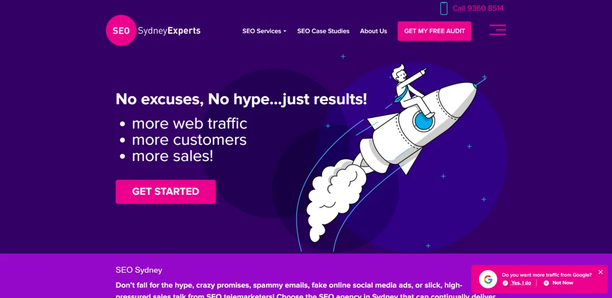 Home page of SEO Sydney Experts, an SEO agency in Sydney