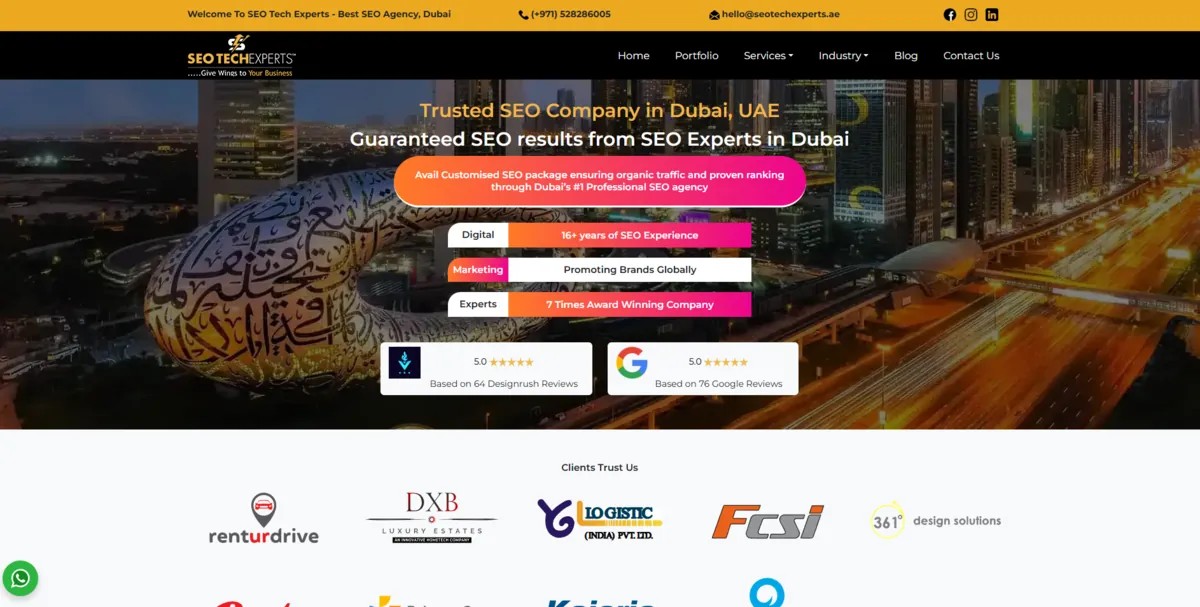 Home page of SEO Tech Experts, an SEO agency in Dubai