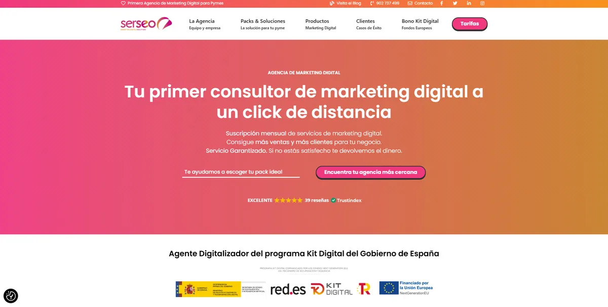 Home page of SerSEO, an SEO agency in Seville