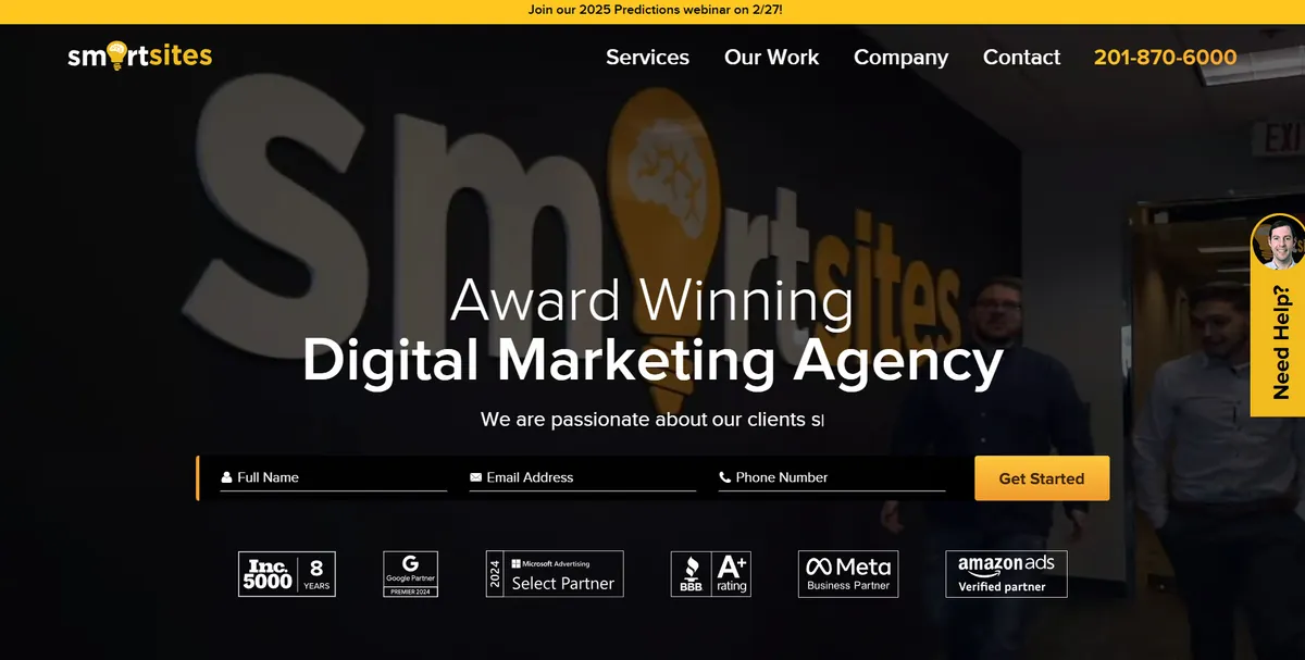 Home page of SmartSites, an SEO agency in New York
