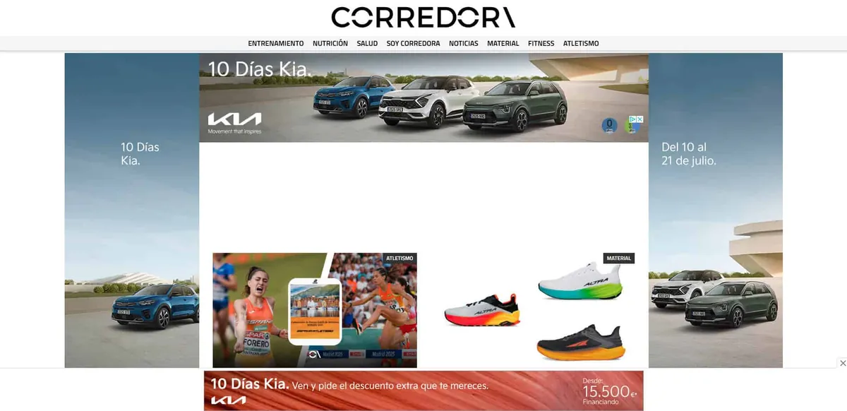 Home page of Soy Corredor, a Spanish running site
